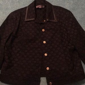 St. John by Marie gray jacket with gold buttons